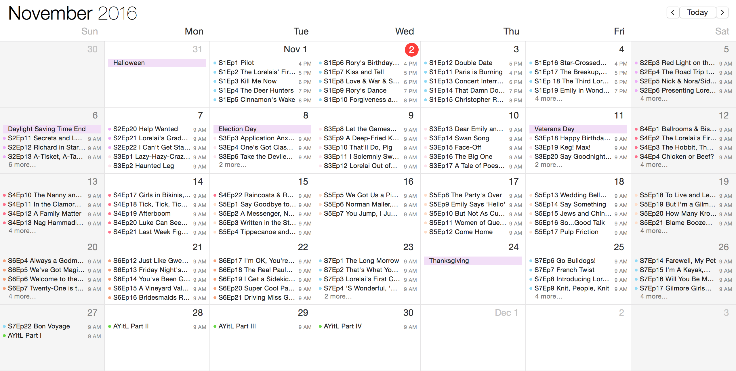 Gilmore Month Calendar