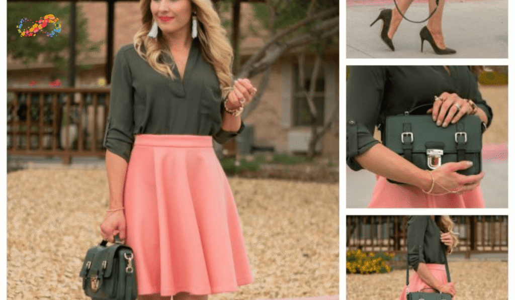 olive green and pink outfit